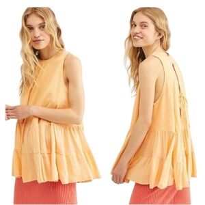 Free People Right On Time Tiered Textured Sleeveless Top Size Small